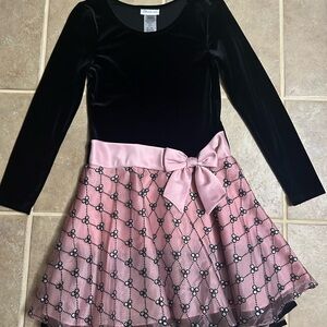 Bonnie Jean Black and Pink Dress with Bow